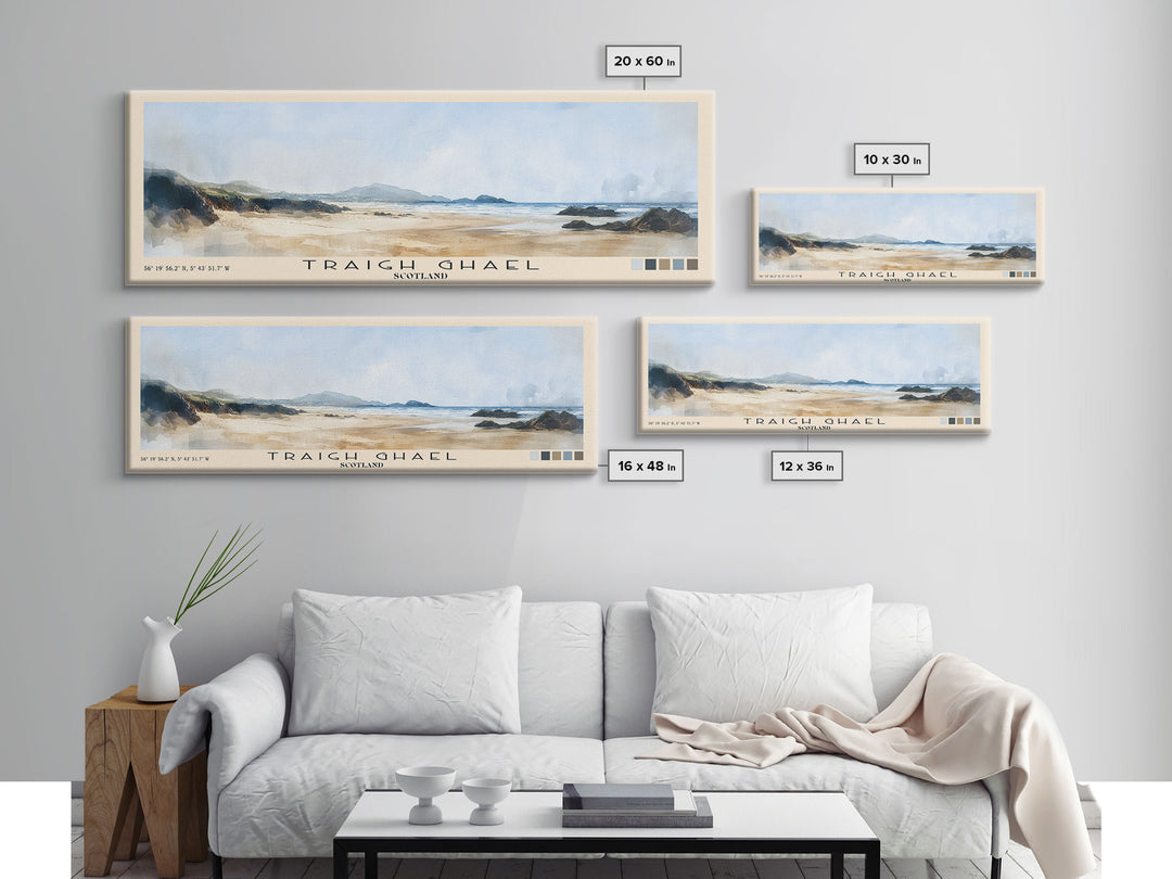 Traigh Ghael, Scotland Watercolor Print, Vacation Gift, Scotland Wall Art, Beach Painting, Beach Decor, Large Wall Art, Wood Frame Art