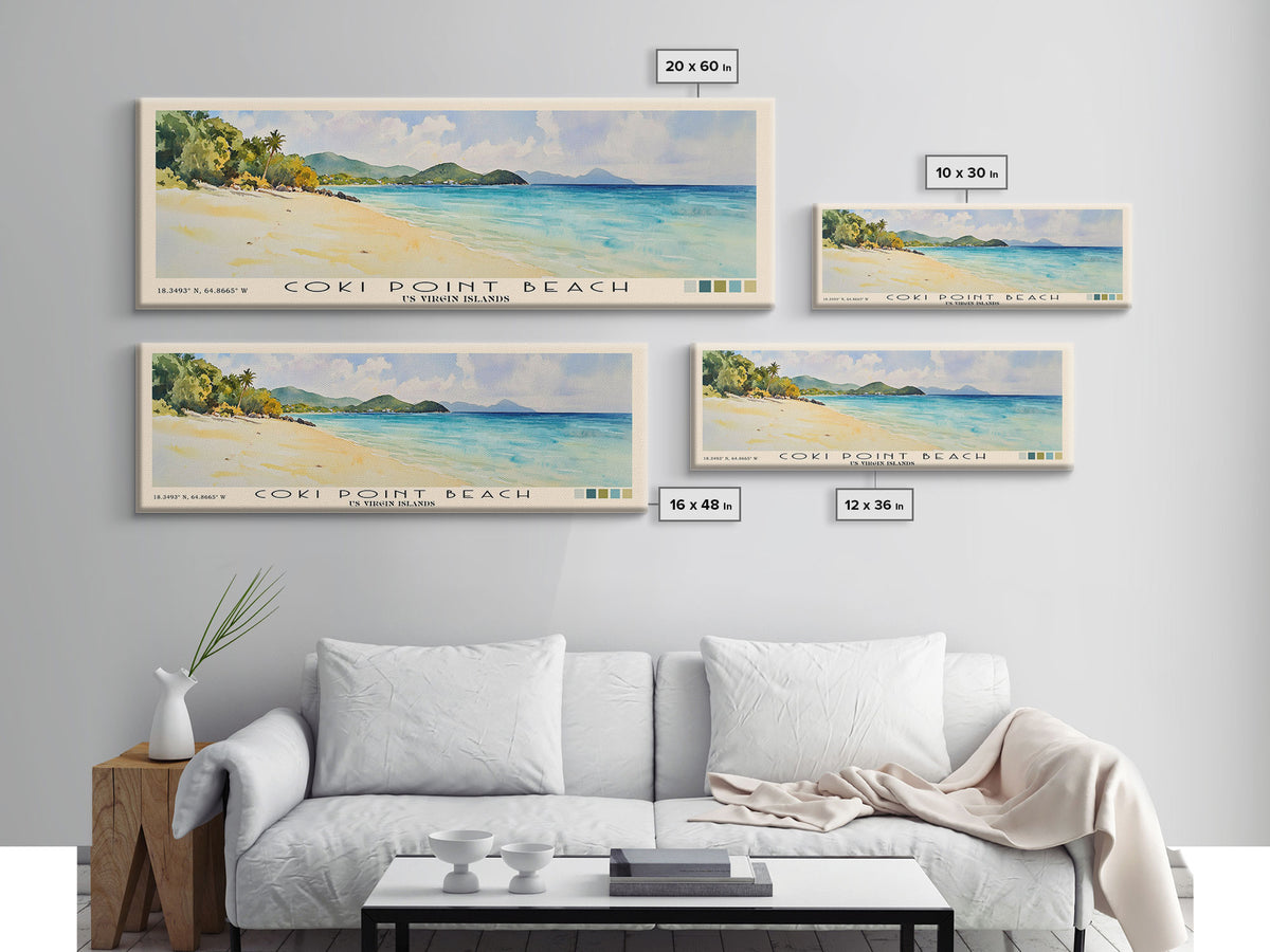 Coki Point Beach, US Virgin islands Watercolor Print, Vacation Gift, US Virgin islands Wall Art, Vacation Wall Art, Vacatation Memories, Beach Decor, Beach Or Lakehouse Art