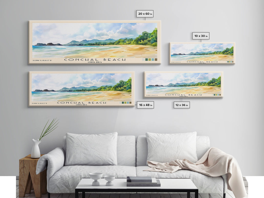 Conchal Beach, Costa Rica Watercolor Print, Vacation Gift, Costa Rica Wall Art, Vacation Wall Art, Vacatation Memories, Beach Decor, Beach Or Lakehouse Art