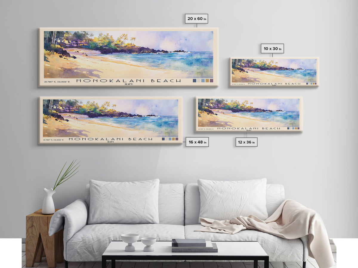 Honokalani Beach, Maui Watercolor Beach Print, Vacation Gift, Maui Wall Art, Beach Painting, Beach Decor, Beach Painting