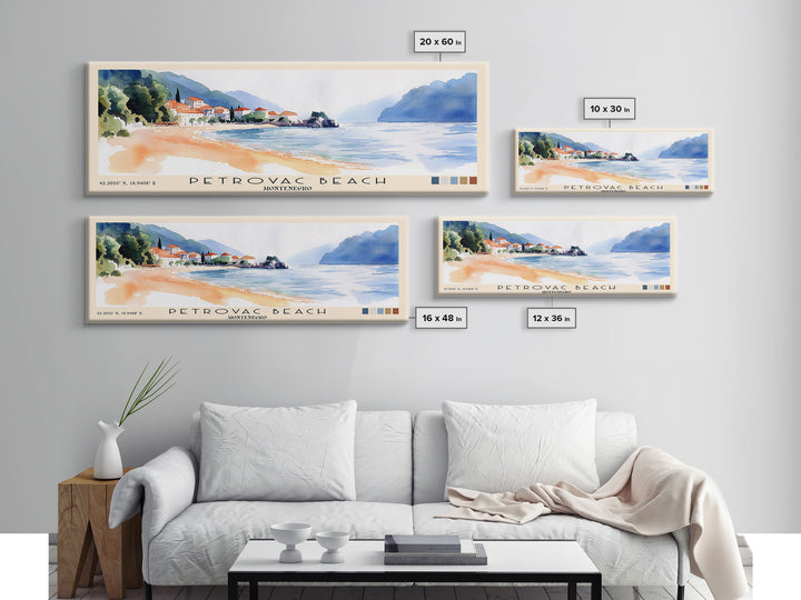 Petrovac Beach, Montenegro Watercolor Beach Print, Vacation Gift, Montenegro Wall Art, Beach Painting, Beach Decor, Beach Painting