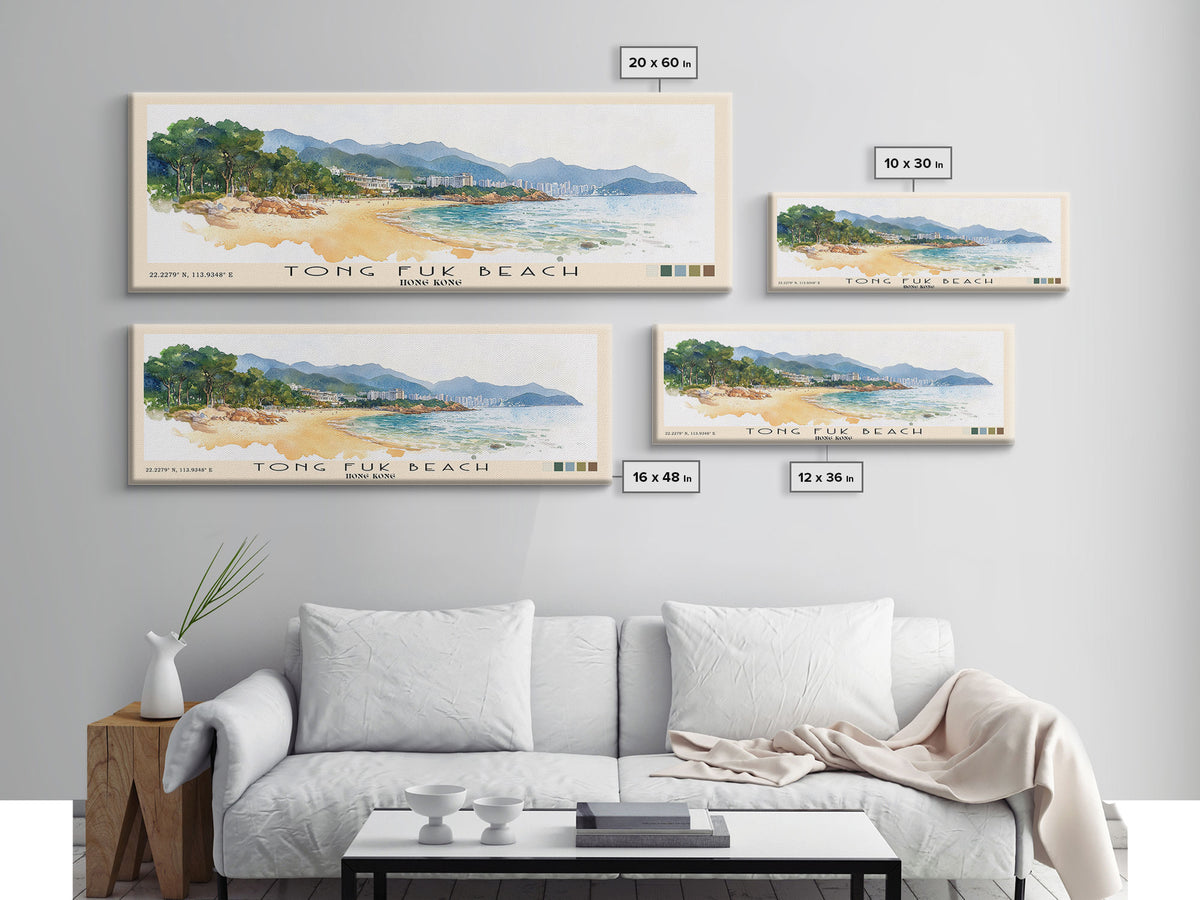 Tong Fuk Beach, Hong Kong Watercolor Print, Vacation Gift, Hong Kong Wall Art, Vacation Wall Art, Vacatation Memories, Beach Decor, Beach Or Lakehouse Art