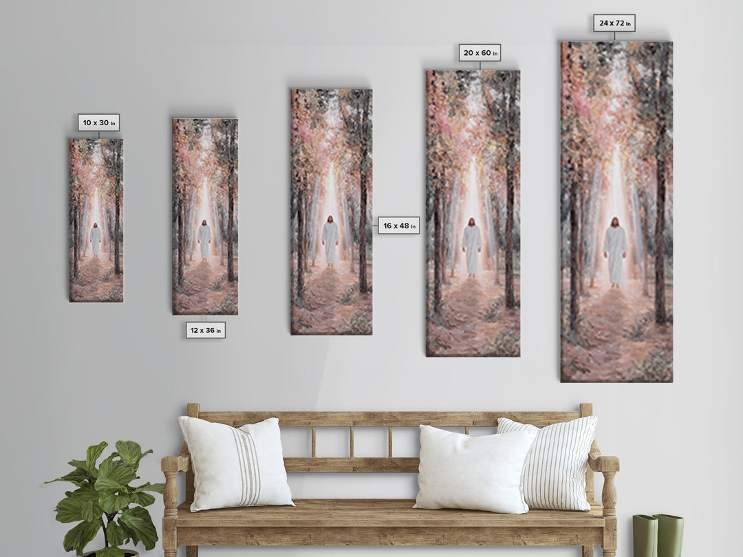 Pathway Of Holy Light – Framed Canvas Print – Christian Art Canvas – Jesus Painting – Christian Wall Art – Narrow Art – Christian Christmas