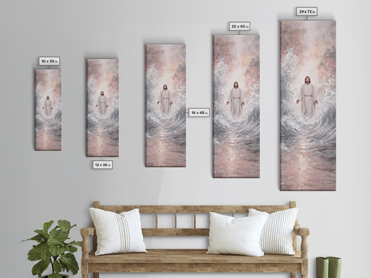 Rising Dawn Light | Framed Canvas Print | Tall Narrow Wall Art | Christian Art Canvas | Jesus Painting | Christian Wall Art