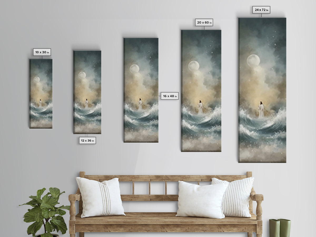 Sacred Night Path | Framed Canvas Print | Tall Narrow Wall Art | Christian Wall Art | Jesus Painting | Christian Art Canvas
