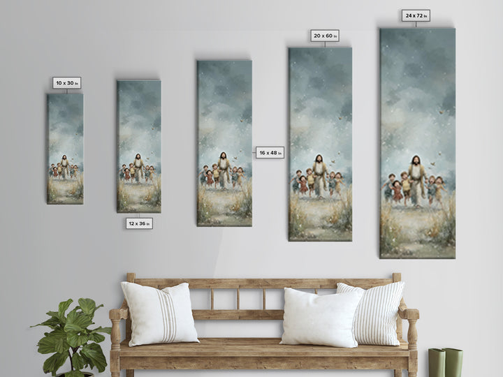 Meadow Of Joy – Framed Canvas Print – Tall Narrow Wall Art – Christian Wall Art – Jesus Painting – Christian Art Canvas – Christmas Art