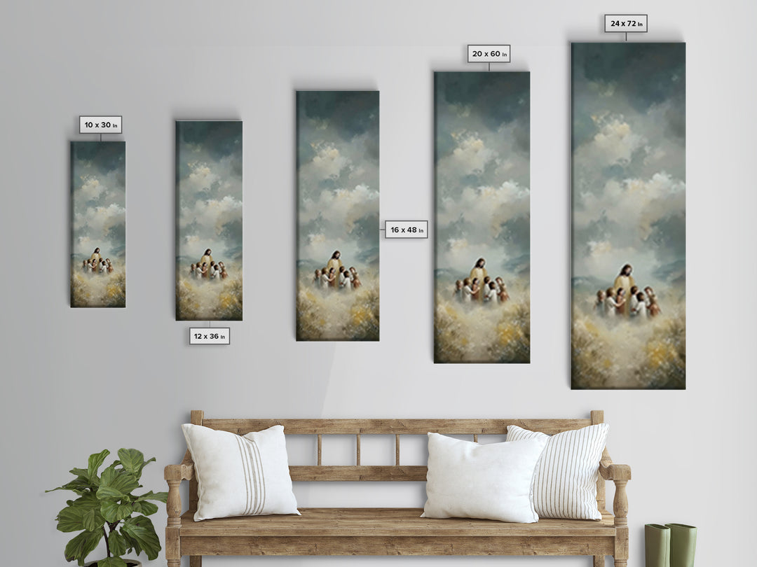 Fields Of Promise, Framed Canvas Print, Tall Skinny Art Print, Christian Art Canvas, Jesus Painting, Christian Wall Art, Christmas Art