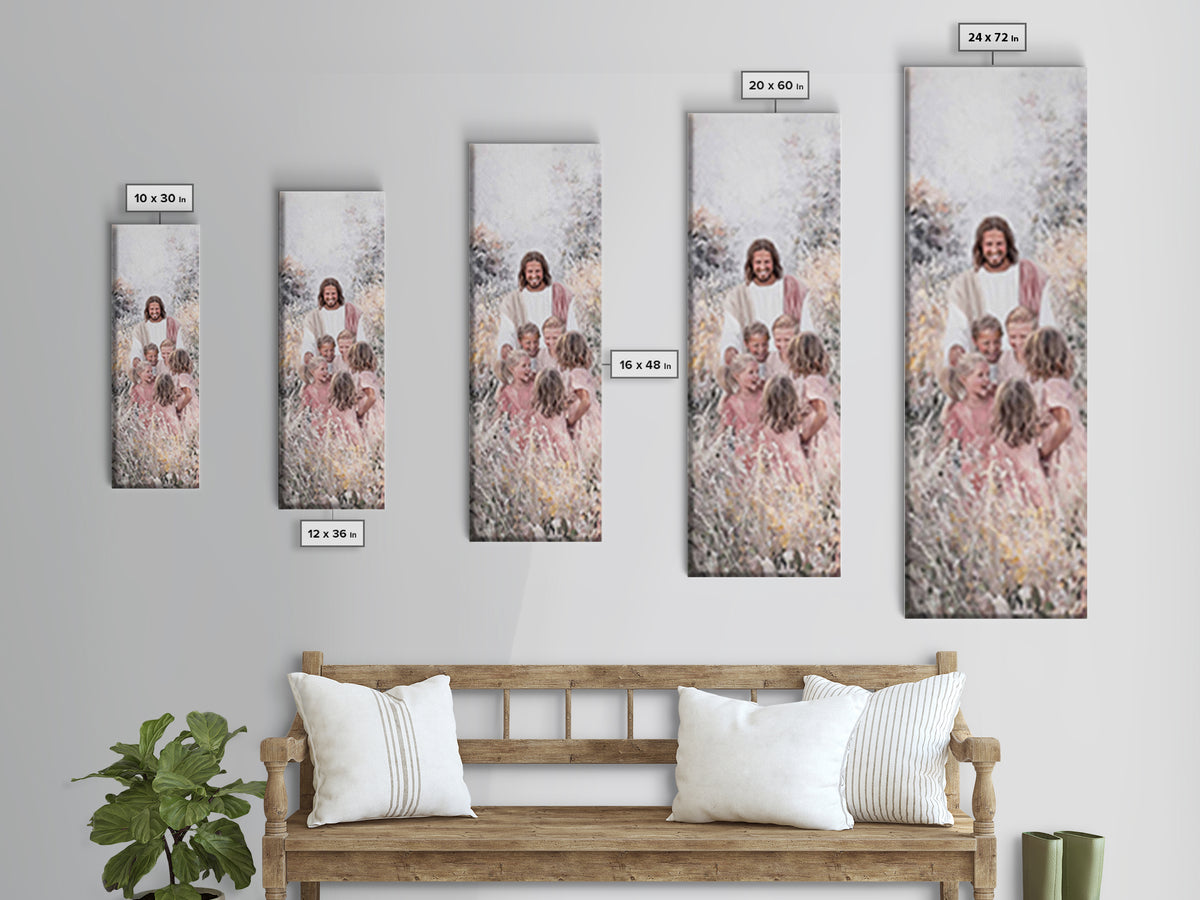 Children Of Hope | Framed Canvas Print | Tall Skinny Art Print | Christian Wall Art | Christmas Art | Christian Art Canvas | Jesus Painting