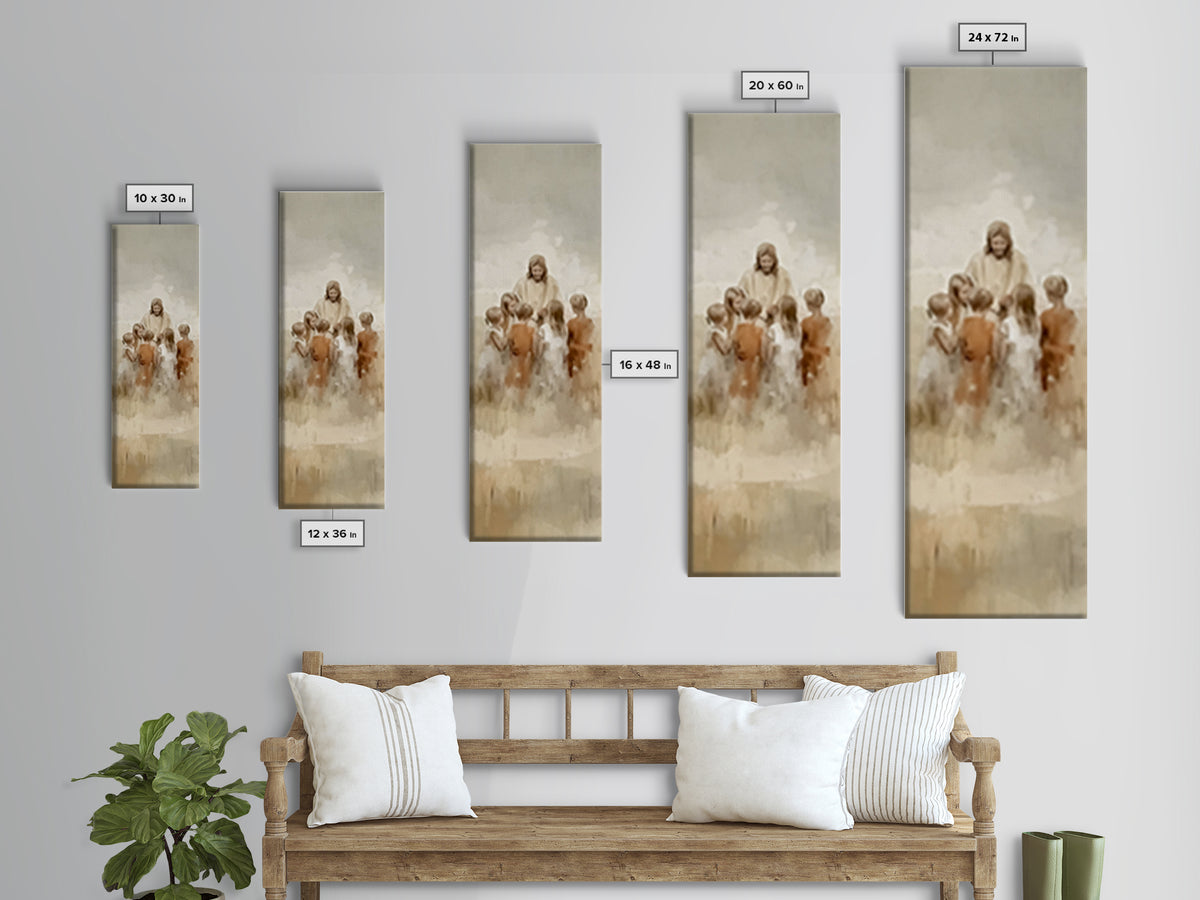 Gathering Of Joy – Framed Canvas Print – Skinny Art – Christian Art Canvas – Jesus Painting – Christmas Art – Christian Wall Art