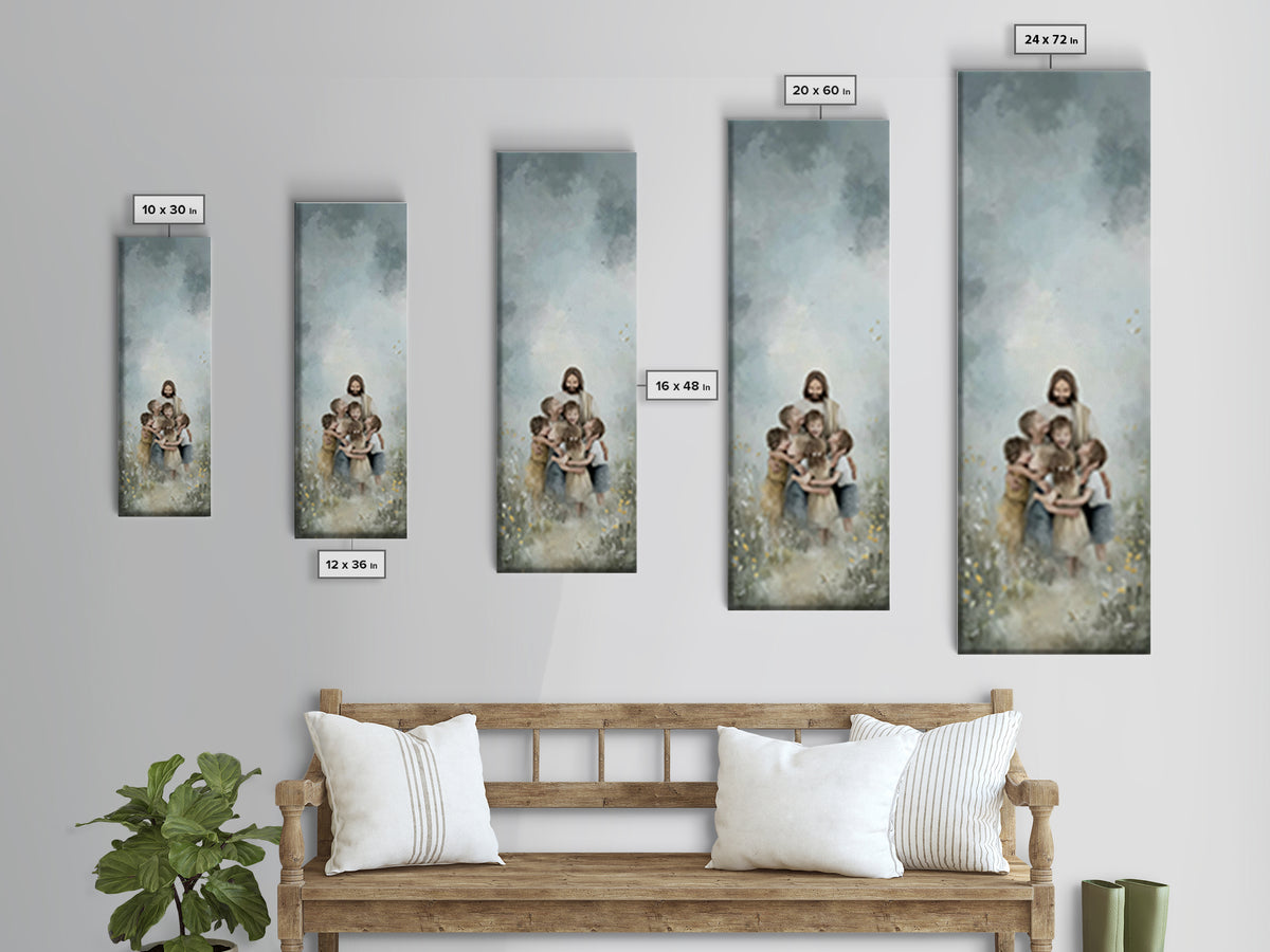 Clouds Of Mercy, Framed Canvas Print, Tall Narrow Wall Art, Christian Christmas Art, Christian Art Canvas, Jesus Painting, Christian Wall A