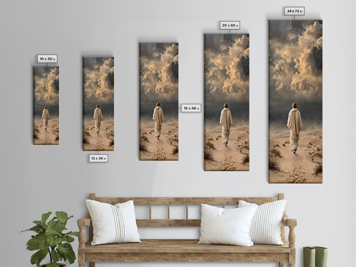 Stormward Hope, Framed Canvas Print, Tall Skinny Art Print, Jesus Painting, Christian Wall Art, Christian Art Canvas, Christian Gift