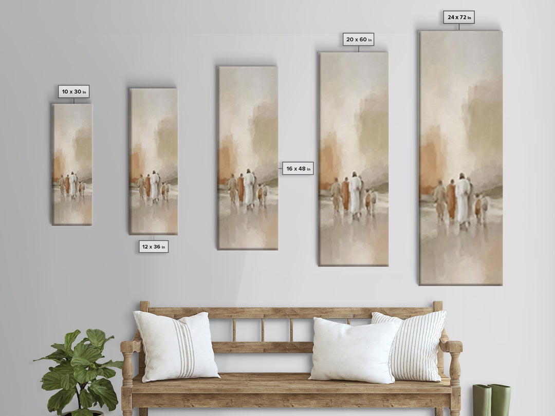 Gathered In Light, Framed Canvas Print, Narrow Art, Christian Wall Art, Jesus Painting, Christian Art Canvas, Christian Gift