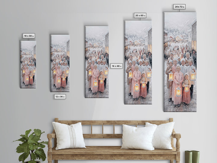 Lantern Carolers – Framed Canvas Print – Christian Christmas Art – Christmas Wall Art – Christian Art Canvas – Skinny Art – Christmas Art P