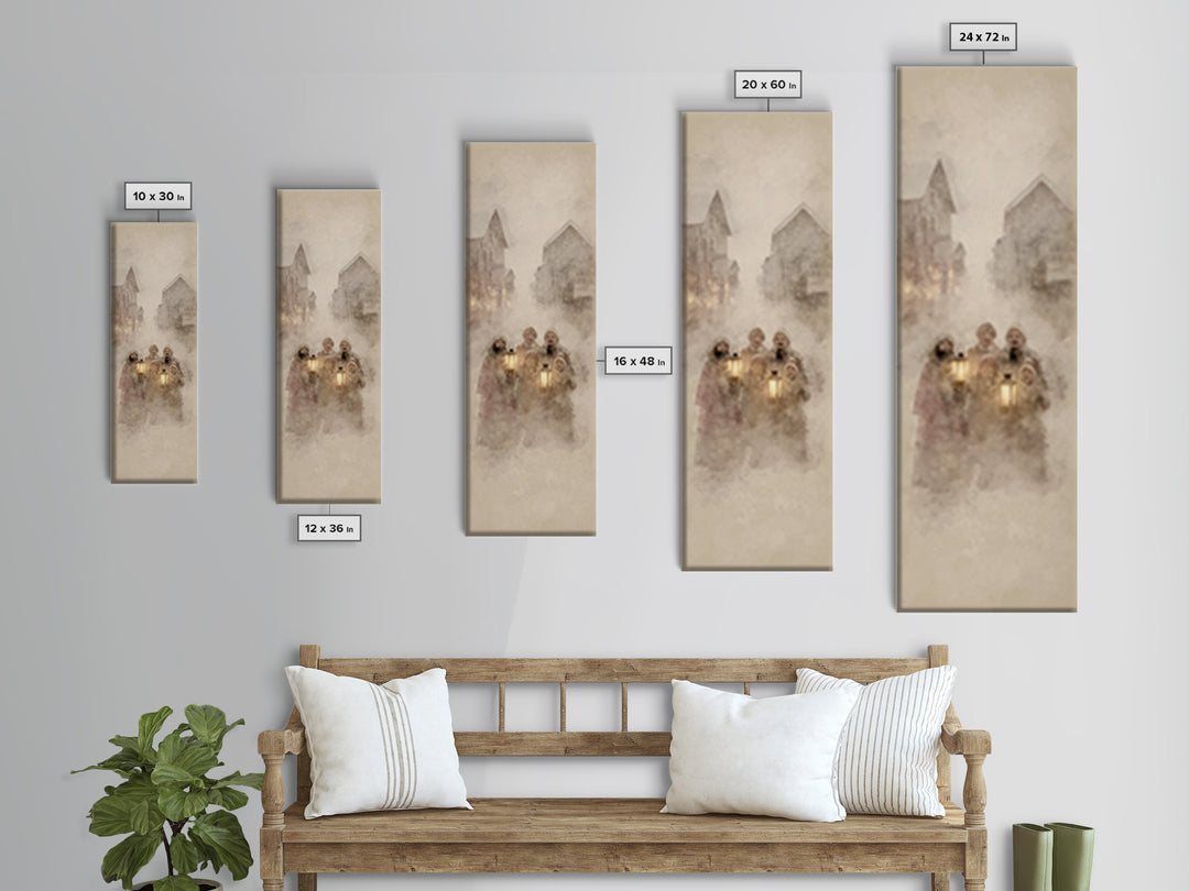 Guiding Winter Light – Framed Canvas Print – Christian Art Canvas – Christmas Wall Art – Modern Christian Art – Narrow Art – Christian Chri