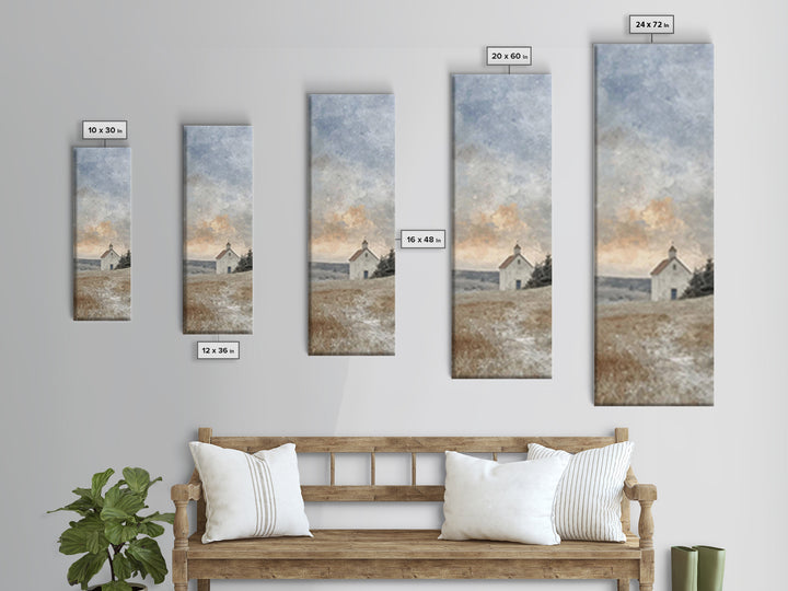 Meadow Chapel Light – Framed Canvas Print – Christian Wall Art – Christian Art Canvas – Vintage Christian Art – Narrow Art – Christian Deco