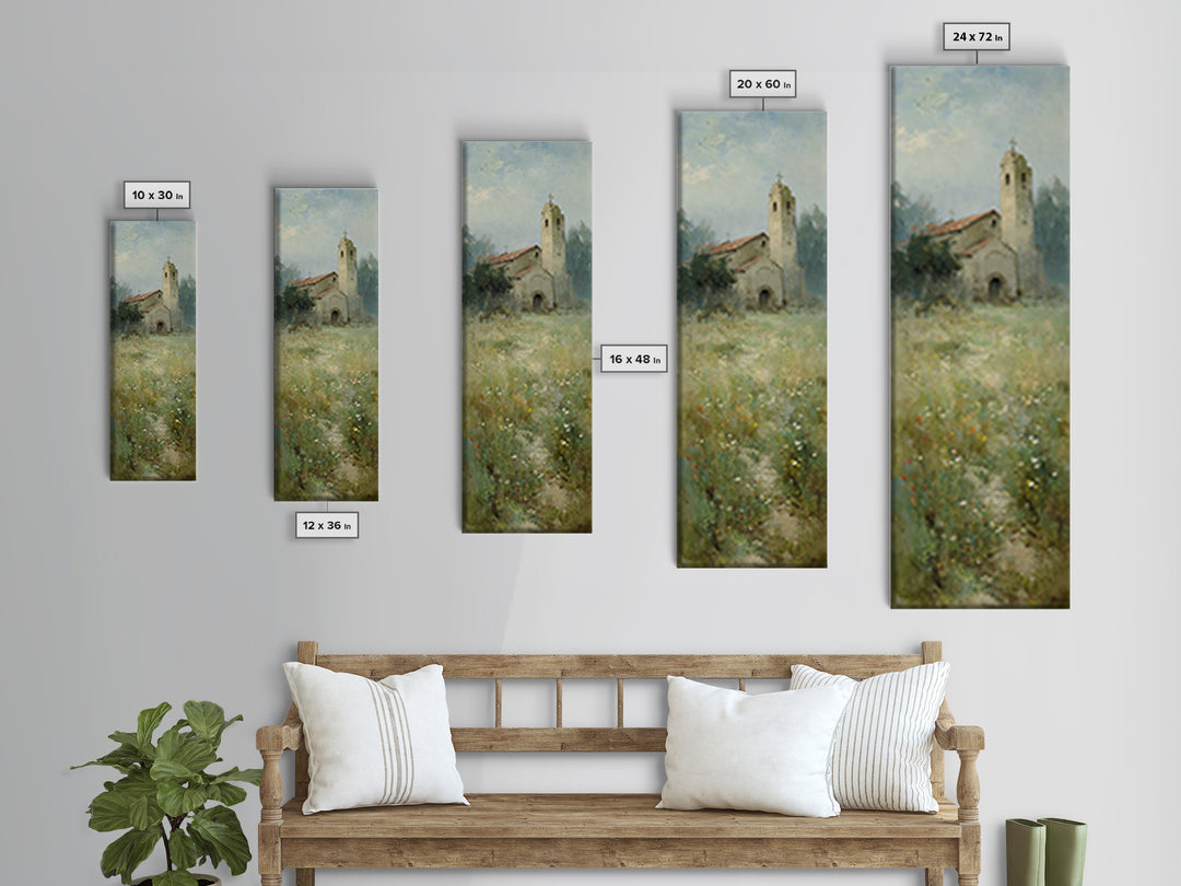 Old Chapel Meadow – Framed Canvas Print – Christian Wall Art – Christian Art Canvas – Vintage Christian Art – Tall Skinny Art Print – Chris