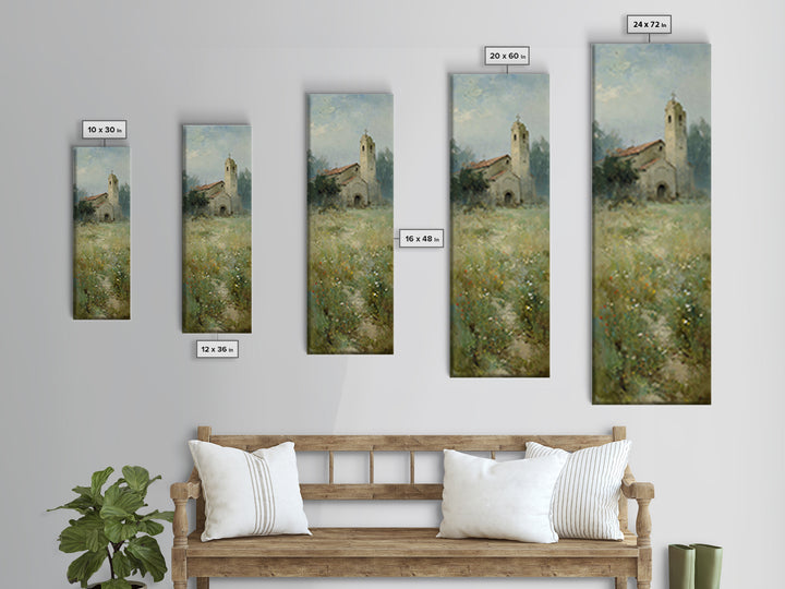 Old Chapel Meadow – Framed Canvas Print – Christian Wall Art – Christian Art Canvas – Vintage Christian Art – Tall Skinny Art Print – Chris
