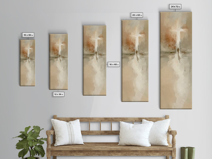Crosslight Journey – Framed Canvas Print – Christian Wall Art – Christian Art Canvas – Abstract Christian Art – Narrow Art – Christian Deco