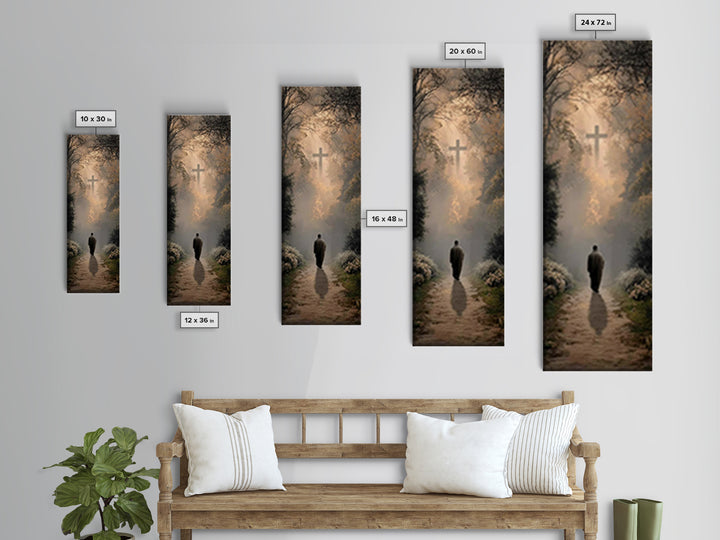 Forest Cross Path – Framed Canvas Print – Christian Christmas Art – Christian Wall Art – Christian Art Canvas – Tall Skinny Art Print – Chr