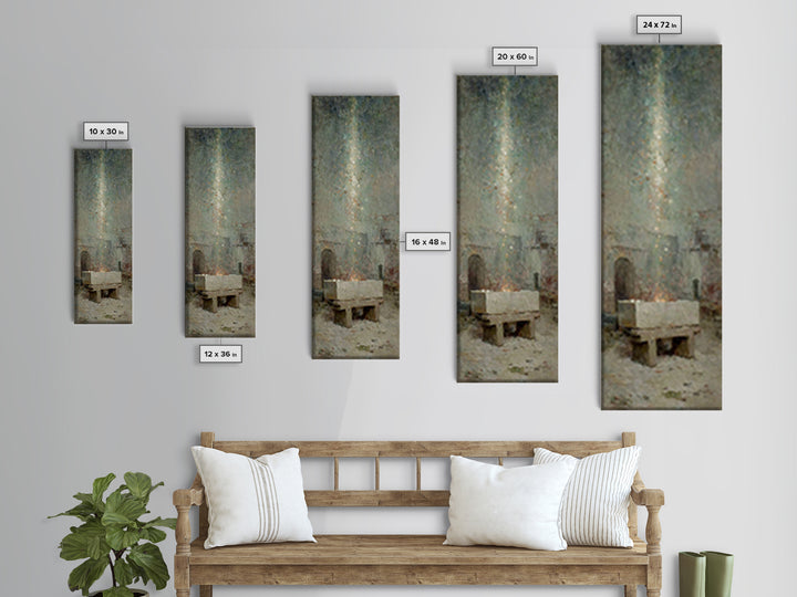 Bethlehem Glow | Framed Canvas Print | Christian Art Canvas | Tall Skinny Art Print | Christmas Wall Art | Vintage Christian Art | Christia