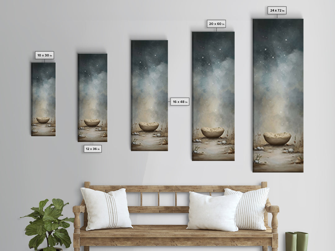 Starlit Wonder, Framed Canvas Print, Christian Wall Art, Narrow Art, Christmas Art, Christian Christmas Art, Modern Christian Art