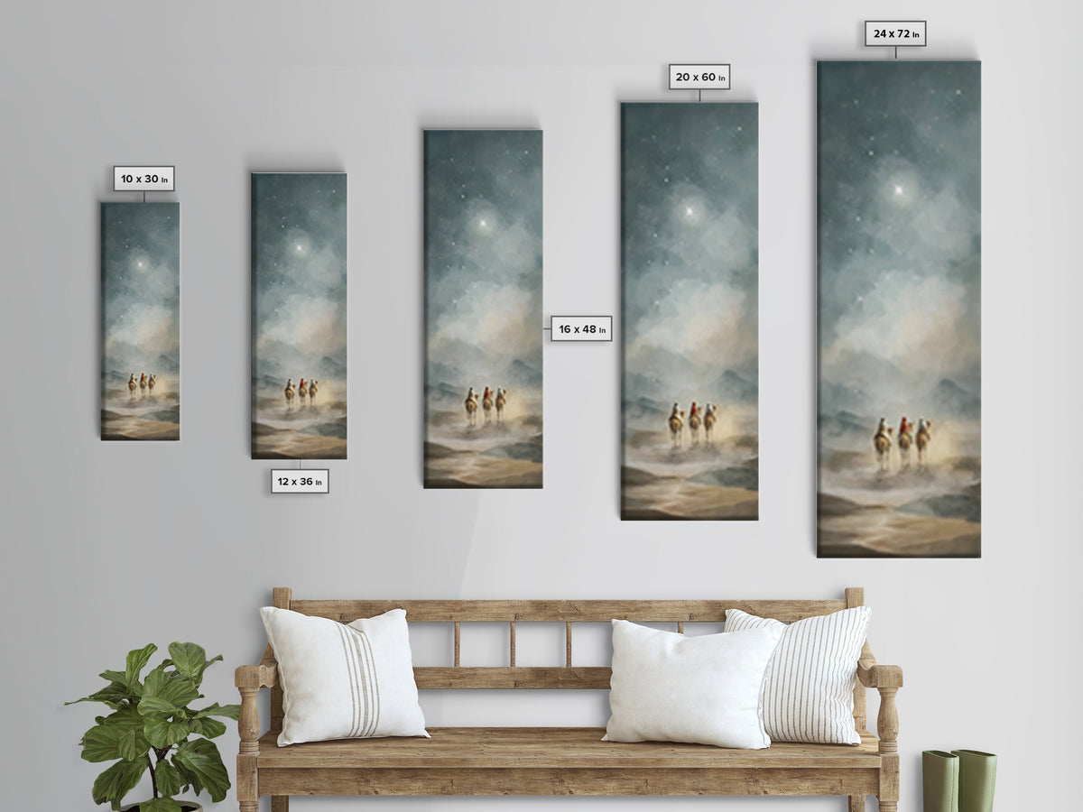 Starward Pilgrimage, Framed Canvas Print, Christian Wall Art, Skinny Art, Christian Christmas Art, Christian Art Canvas, Modern Christian A