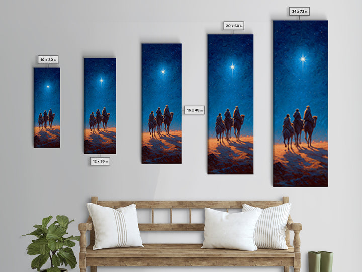 Midnight Caravan | Framed Canvas Print | Christian Wall Art | Tall Skinny Art Print | Christian Christmas Art | Christian Art Canvas | Vint