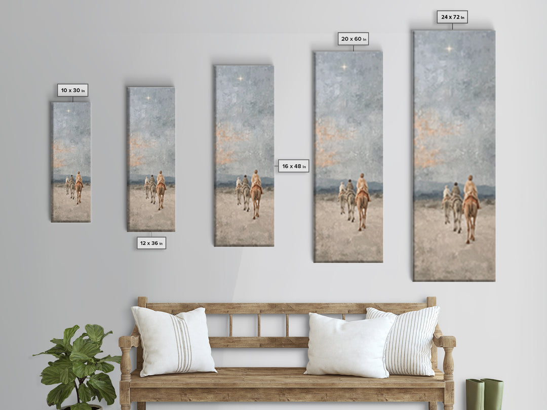 Threefold Wonder | Framed Canvas Print | Christian Wall Art | Tall Narrow Wall Art | Christian Christmas Art | Christmas Canvas Wall Art |