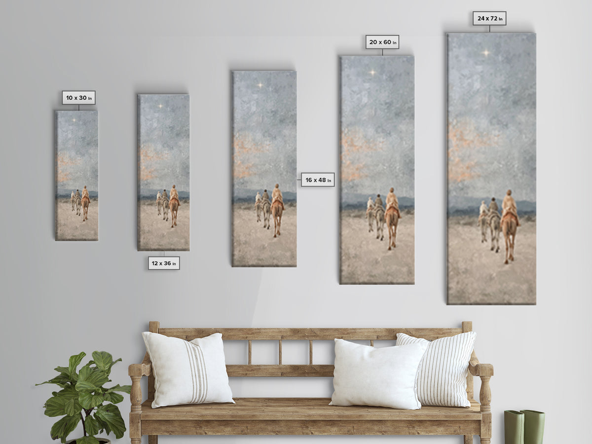 Threefold Wonder | Framed Canvas Print | Christian Wall Art | Tall Narrow Wall Art | Christian Christmas Art | Christmas Canvas Wall Art |