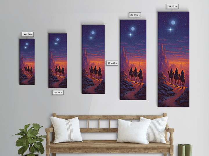 Sacred Night Trek – Framed Canvas Print – Christian Art Canvas – Narrow Art – Christian Christmas Art – Christian Painting – Modern Christi