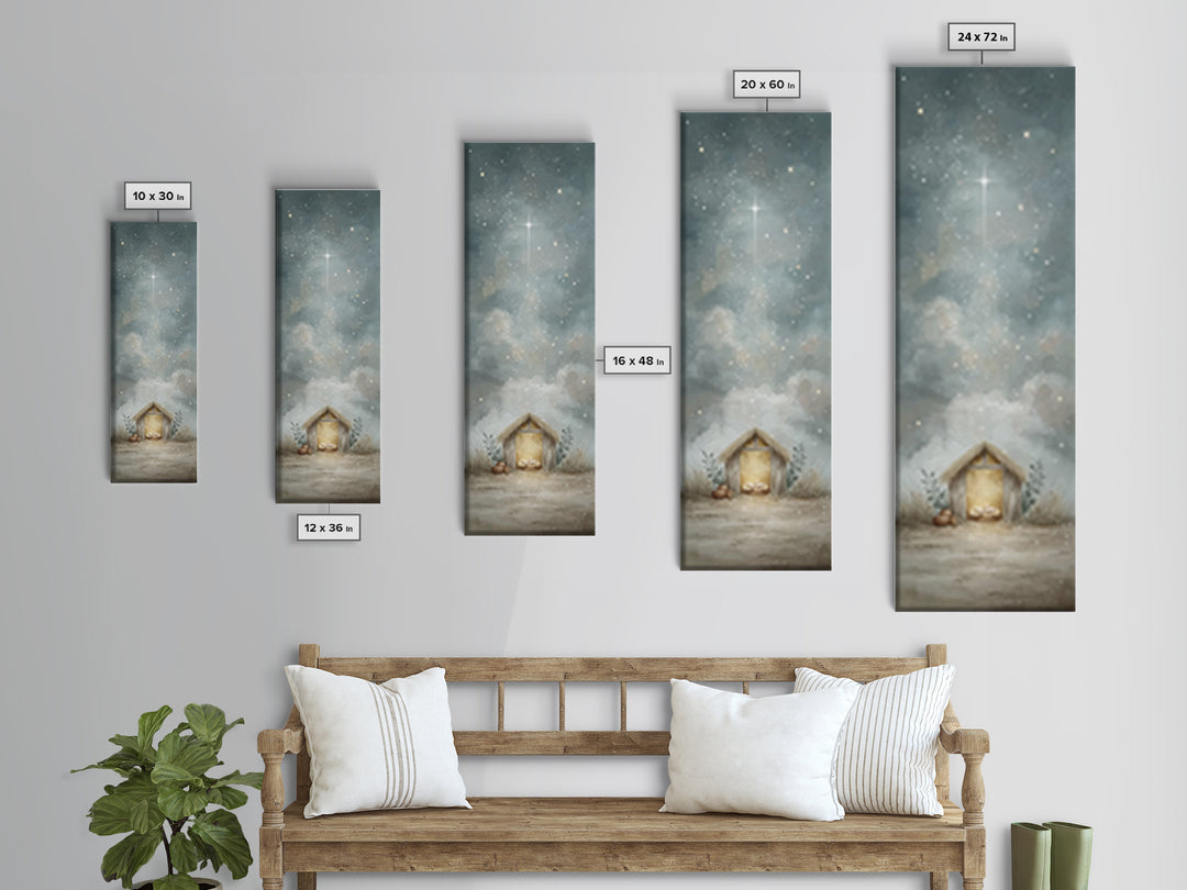 Holy Night Sky, Framed Canvas Print, Skinny Art, Christian Wall Art, Christmas Canvas Wall Art, Christian Art Print, Jesus Christmas Art