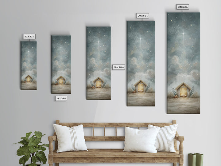 Holy Night Sky, Framed Canvas Print, Skinny Art, Christian Wall Art, Christmas Canvas Wall Art, Christian Art Print, Jesus Christmas Art