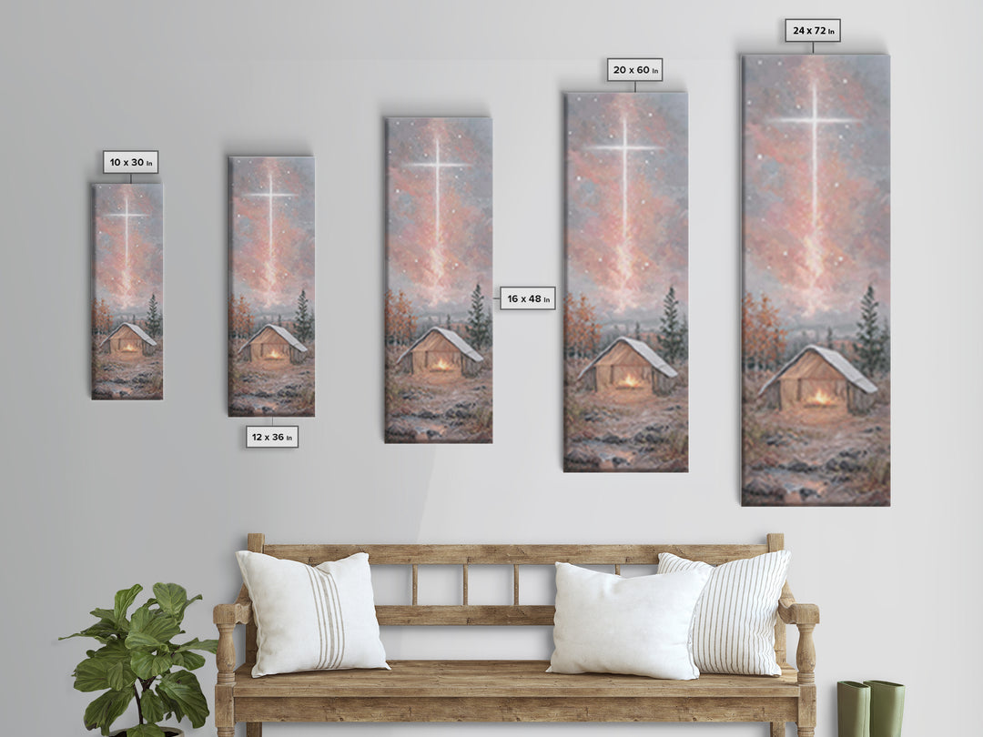 Radiant manger glow, Framed Canvas Print, Narrow Art, Christian Christmas Art, Christmas Art Prints, Christian Art Canvas, Christmas Wall A