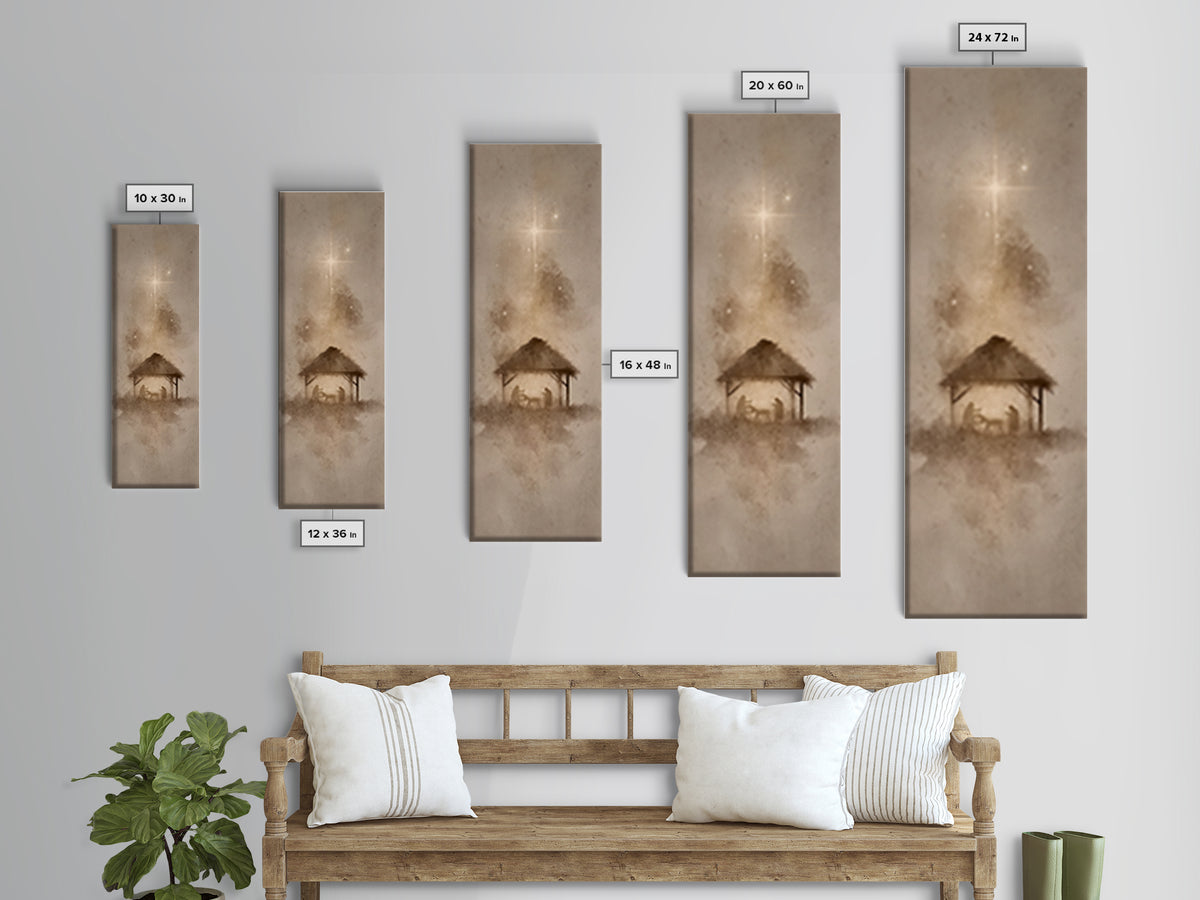 Silent Manger Night – Framed Canvas Print – Skinny Art – Christian Art Print – Christmas Wall Art – Framed Christmas Art – Christian Christ