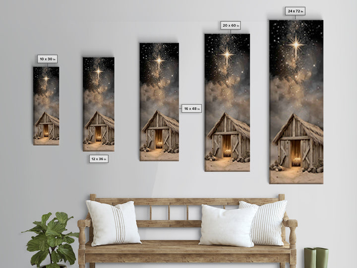 Divine Midnight Star | Framed Canvas Print | Tall Narrow Wall Art | Jesus Christmas Art | Christmas Art Framed | Christian Wall Art | Chris
