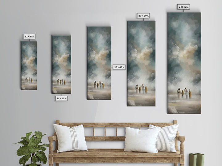 Celestial Gathering, Framed Canvas Print, Tall Skinny Art Print, Christian Art Canvas, Jesus Art Print, Christian Wall Art, Modern Christia