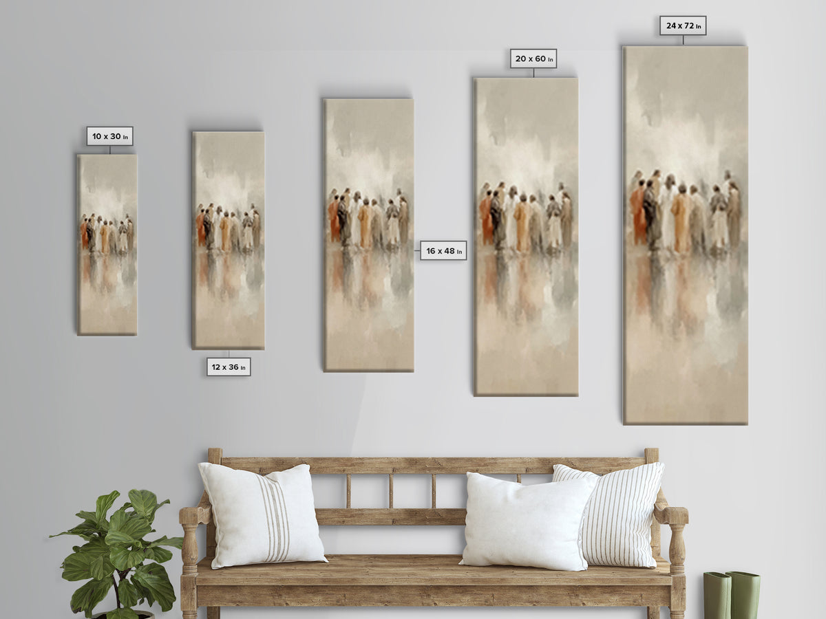 Circle Of Disciples – Framed Canvas Print – Tall Skinny Art Print – Christian Wall Art – Christian Art Canvas – Jesus Painting – Christian