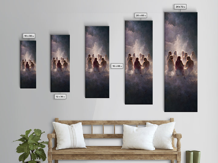 Heavenly Assembly, Framed Canvas Print, Tall Narrow Wall Art, Christian Art Canvas, Jesus Painting, Christmas Art, Christian Decor