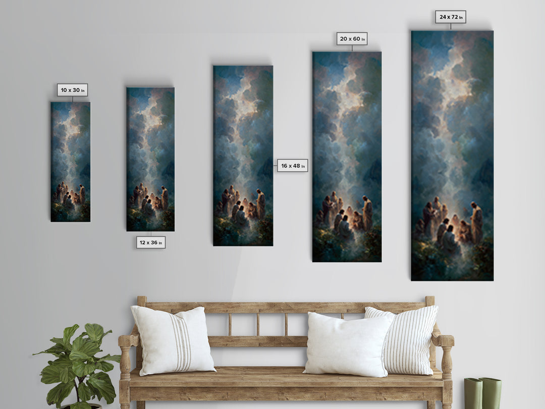 Radiant Arrival | Framed Canvas Print | Tall Skinny Art Print | Christian Christmas Art | Jesus Painting | Christian Wall Art | Christmas C