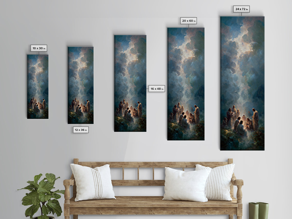 Radiant Arrival | Framed Canvas Print | Tall Skinny Art Print | Christian Christmas Art | Jesus Painting | Christian Wall Art | Christmas C