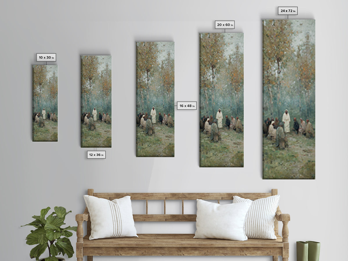 Garden Devotion, Framed Canvas Print, Narrow Art, Christian Art Work, Jesus Wall Art, Christian Painting, Subtle Christian Art