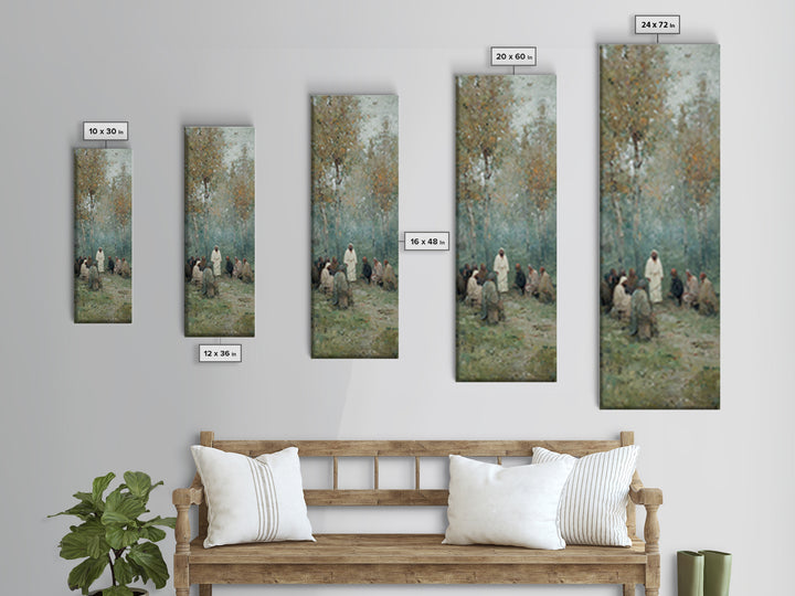Garden Devotion, Framed Canvas Print, Narrow Art, Christian Art Work, Jesus Wall Art, Christian Painting, Subtle Christian Art
