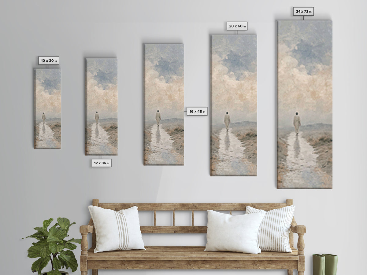 Quiet Journey, Framed Canvas Print, Tall Skinny Art Print, Christian Wall Art, Jesus Painting, Modern Christian Art, Christian Art Gift