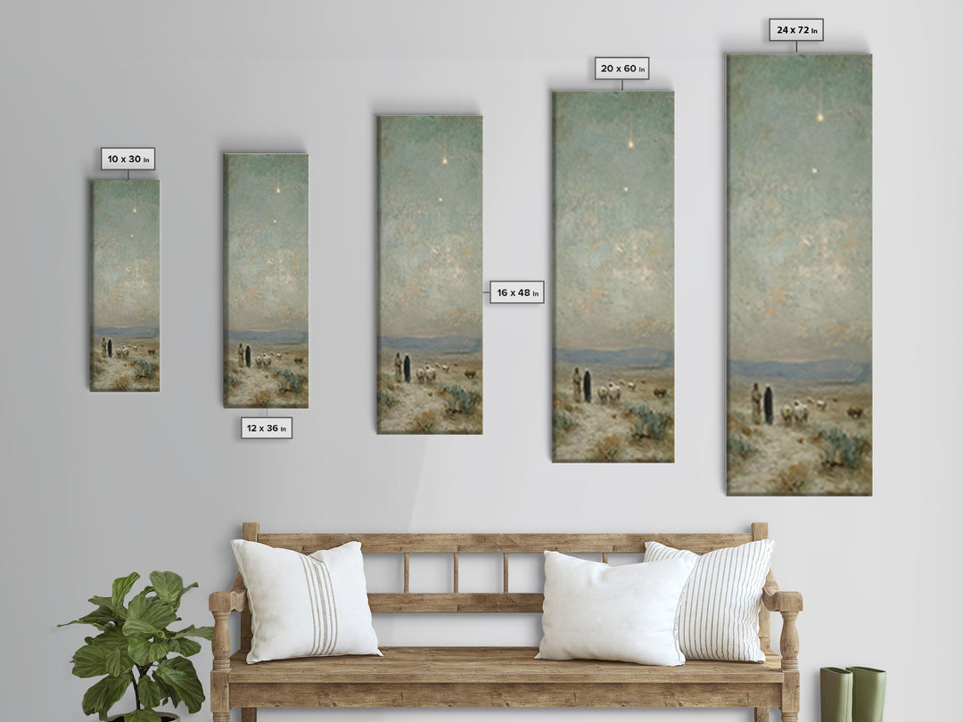 Starry Shepherd Path – Framed Canvas Print – Tall Narrow Wall Art – Christian Wall Art – Christian Art Canvas – Christmas Art