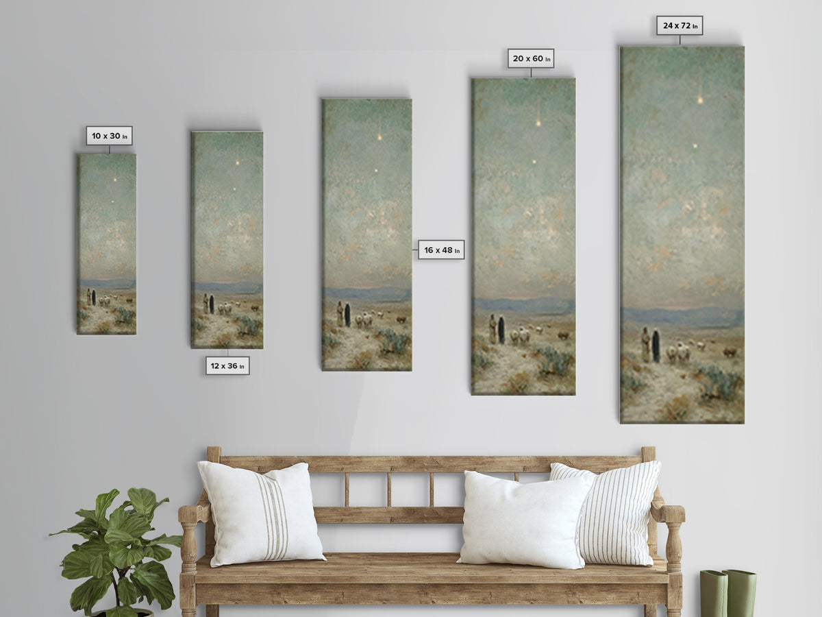 Starry Shepherd Path – Framed Canvas Print – Tall Narrow Wall Art – Christian Wall Art – Christian Art Canvas – Christmas Art