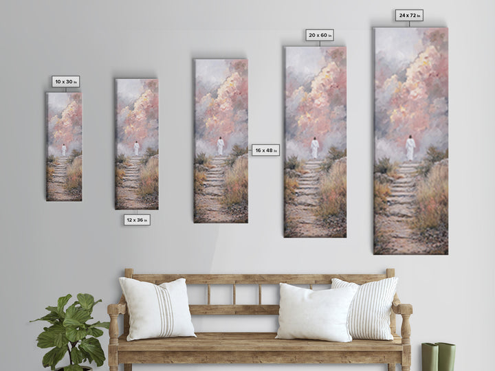 Heavenward Steps | Framed Canvas Print | Jesus Painting | Christian Art Canvas | Christian Wall Art | Tall Skinny Art Print | Christmas Art