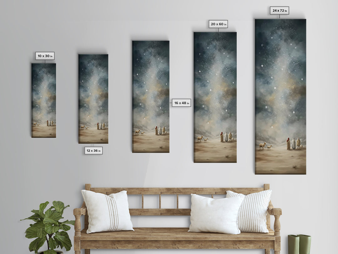 Starry Night Promise – Framed Canvas Print – Christian Wall Art – Christian Art Canvas – Christmas Art – Narrow Art – Christian Christmas