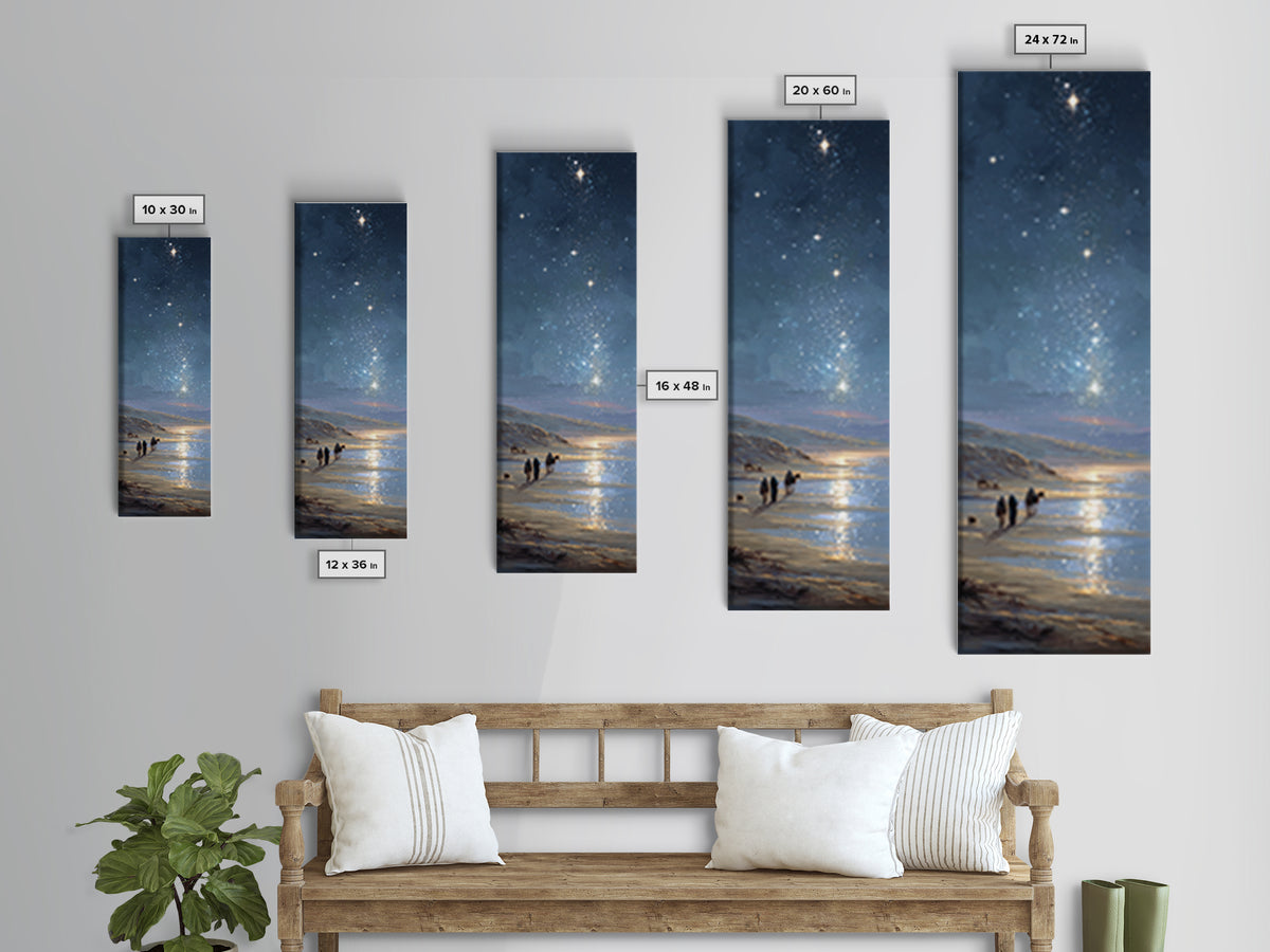 Guiding Shore Star, Framed Canvas Print, Christian Art Canvas, Christian Wall Art, Christmas Art, Tall Skinny Art Print, Christian Christma