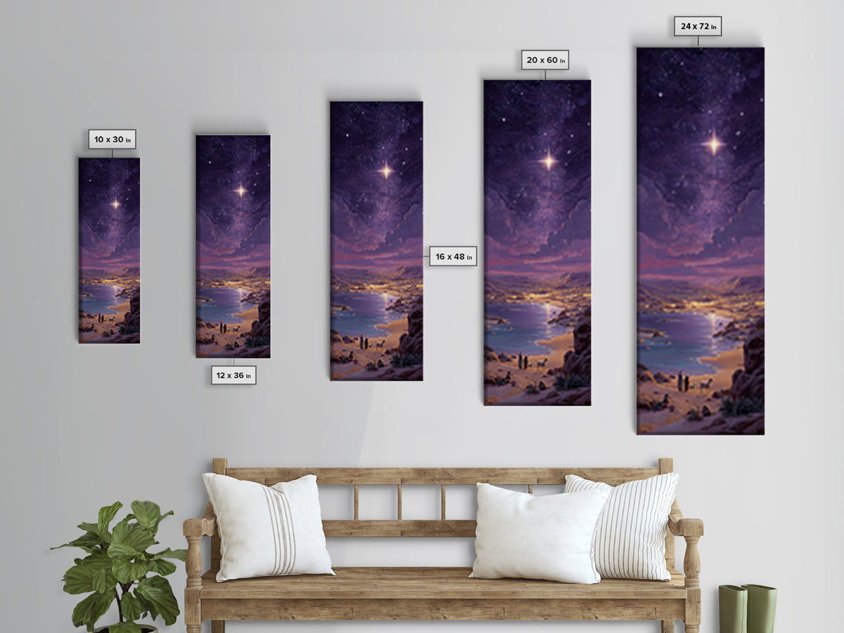 Bethlehem Night Glow – Framed Canvas Print – Christmas Art – Christian Art Canvas – Christian Wall Art – Tall Skinny Art Print – Christian