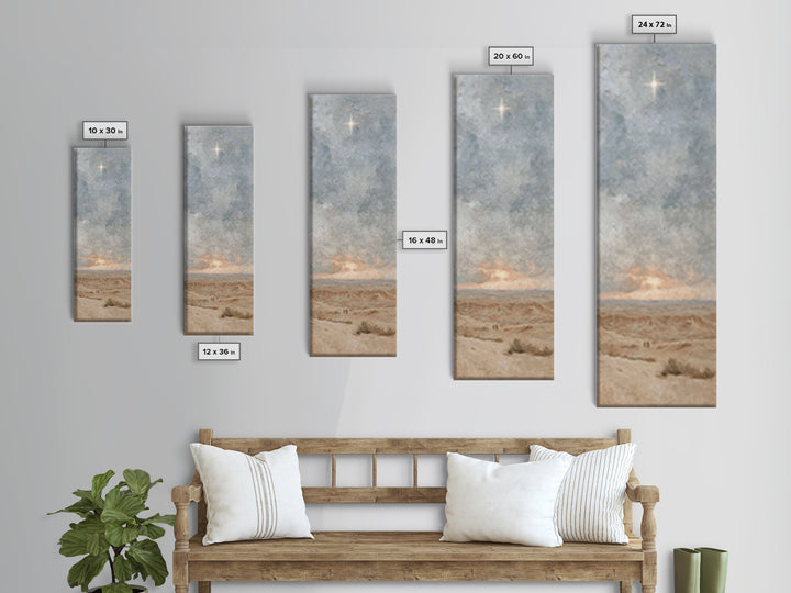 Horizon Star Peace, Framed Canvas Print, Christian Christmas Art, Christian Wall Art, Narrow Art, Christian Art Canvas, Christmas Wall Art